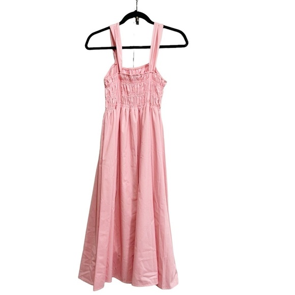 Nanette Lepore Pink Ruched MIDI Dress Size 8 - Picture 3 of 4